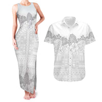 Samoa Lotu Tamaiti Couples Matching Tank Maxi Dress and Hawaiian Shirt White Sunday Polynesian Pattern With Tropical Flowers LT05 White - Polynesian Pride
