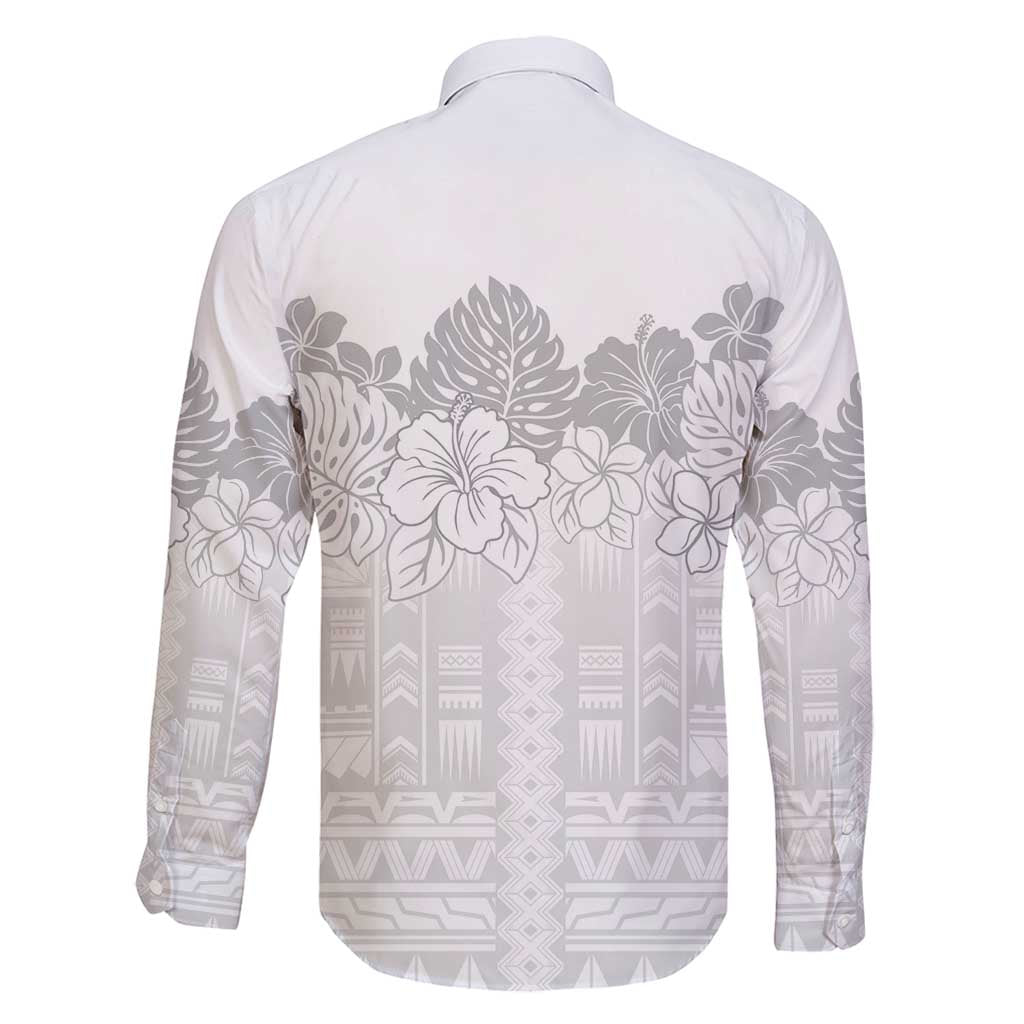 Samoa Lotu Tamaiti Family Matching Off Shoulder Maxi Dress and Hawaiian Shirt White Sunday Polynesian Pattern With Tropical Flowers LT05 - Polynesian Pride