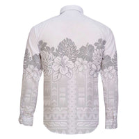 Samoa Lotu Tamaiti Family Matching Off Shoulder Short Dress and Hawaiian Shirt White Sunday Polynesian Pattern With Tropical Flowers LT05 - Polynesian Pride