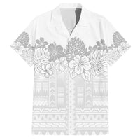 Samoa Lotu Tamaiti Family Matching Puletasi and Hawaiian Shirt White Sunday Polynesian Pattern With Tropical Flowers LT05 Dad's Shirt - Short Sleeve White - Polynesian Pride