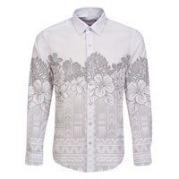 Samoa Lotu Tamaiti Family Matching Short Sleeve Bodycon Dress and Hawaiian Shirt White Sunday Polynesian Pattern With Tropical Flowers LT05 Dad's Shirt - Long Sleeve White - Polynesian Pride