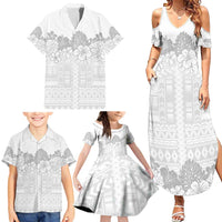 Samoa Lotu Tamaiti Family Matching Summer Maxi Dress and Hawaiian Shirt White Sunday Polynesian Pattern With Tropical Flowers LT05 - Polynesian Pride