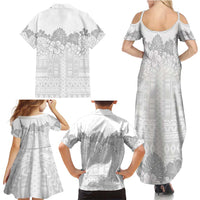 Samoa Lotu Tamaiti Family Matching Summer Maxi Dress and Hawaiian Shirt White Sunday Polynesian Pattern With Tropical Flowers LT05 - Polynesian Pride