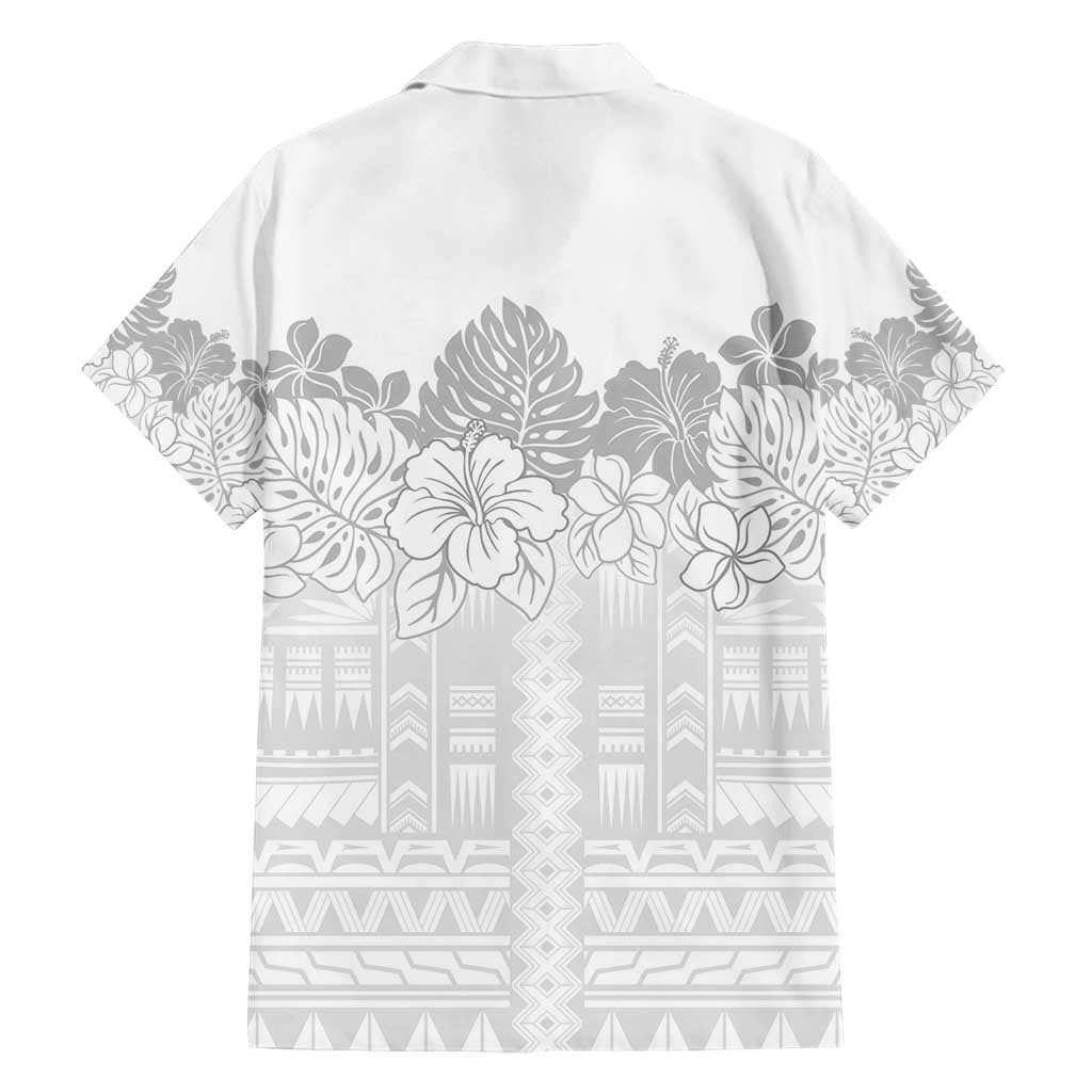 Samoa Lotu Tamaiti Family Matching Summer Maxi Dress and Hawaiian Shirt White Sunday Polynesian Pattern With Tropical Flowers LT05 - Polynesian Pride