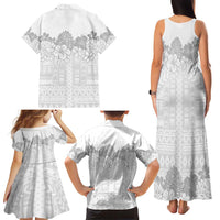 Samoa Lotu Tamaiti Family Matching Tank Maxi Dress and Hawaiian Shirt White Sunday Polynesian Pattern With Tropical Flowers LT05 - Polynesian Pride