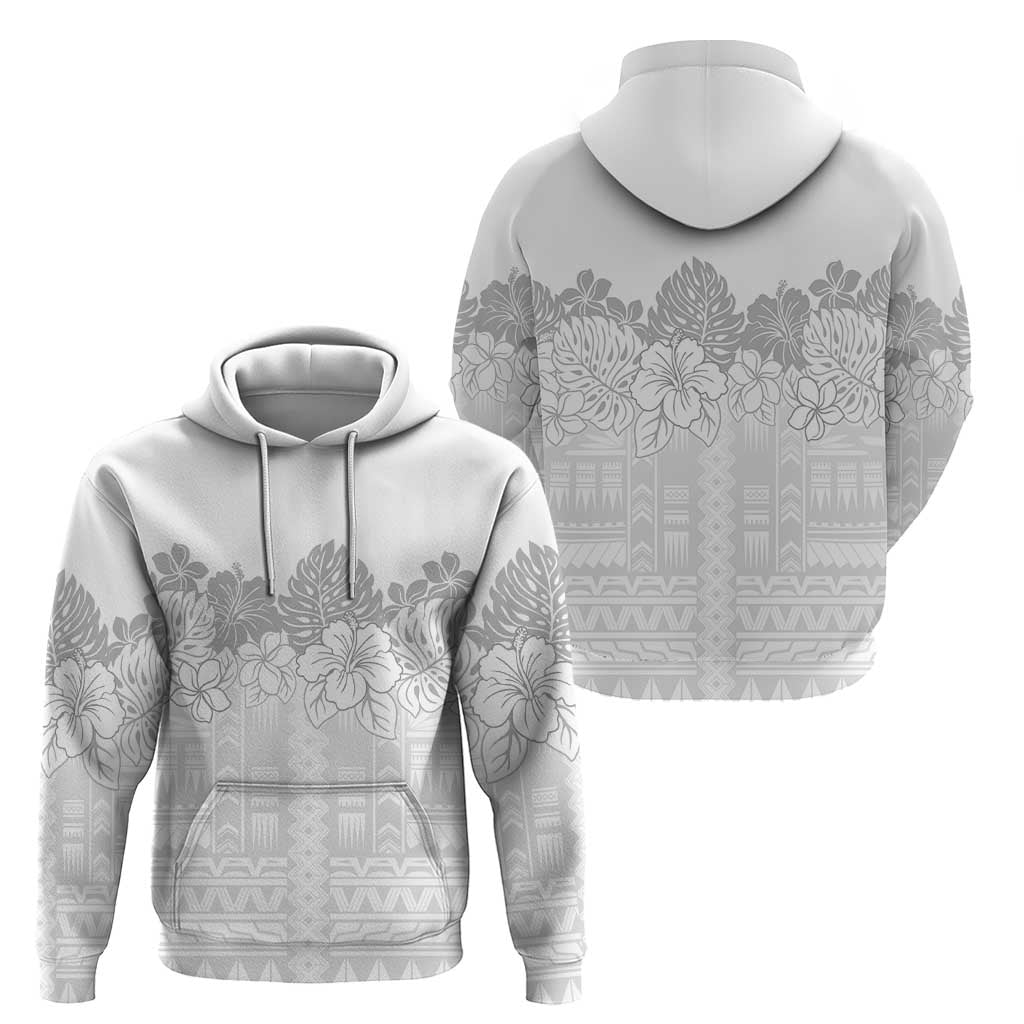 Samoa Lotu Tamaiti Hoodie White Sunday Polynesian Pattern With Tropical Flowers