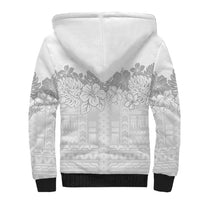Samoa Lotu Tamaiti Sherpa Hoodie White Sunday Polynesian Pattern With Tropical Flowers LT05 - Polynesian Pride