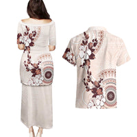 Bula Fiji Language Week Couples Matching Puletasi and Hawaiian Shirt Fijian Tapa Pattern With Tagimoucia Flower LT05 - Polynesian Pride