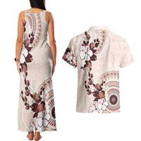 Bula Fiji Language Week Couples Matching Tank Maxi Dress and Hawaiian Shirt Fijian Tapa Pattern With Tagimoucia Flower LT05 - Polynesian Pride