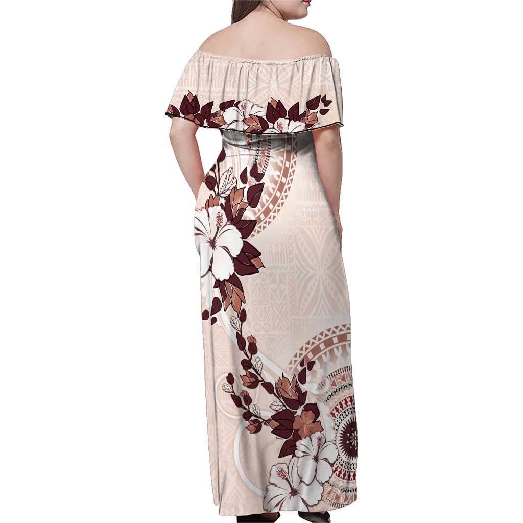 Bula Fiji Language Week Family Matching Off Shoulder Maxi Dress and Hawaiian Shirt Fijian Tapa Pattern With Tagimoucia Flower LT05 - Polynesian Pride