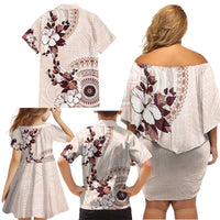 Bula Fiji Language Week Family Matching Off Shoulder Short Dress and Hawaiian Shirt Fijian Tapa Pattern With Tagimoucia Flower LT05 - Polynesian Pride