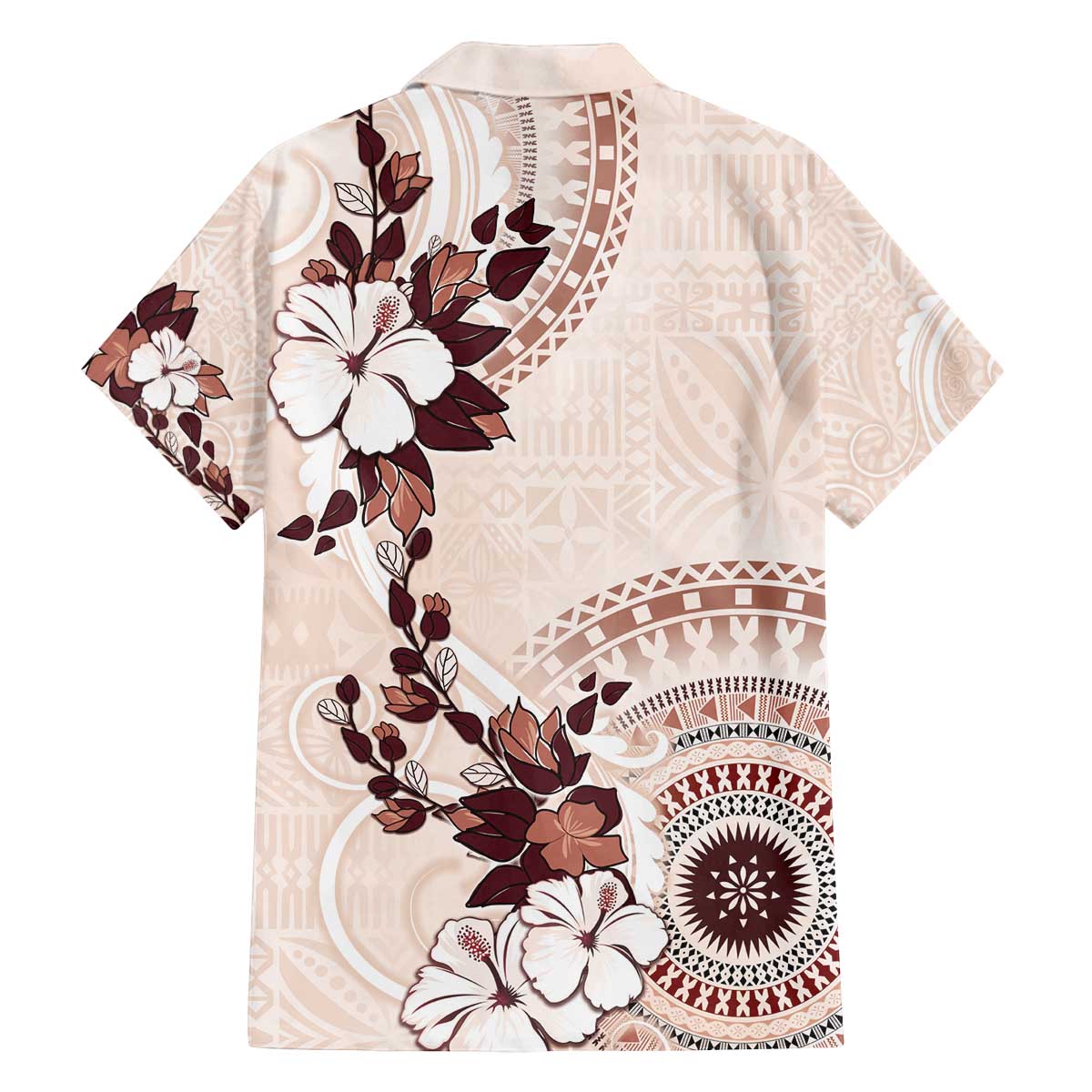 Bula Fiji Language Week Family Matching Off Shoulder Short Dress and Hawaiian Shirt Fijian Tapa Pattern With Tagimoucia Flower LT05 - Polynesian Pride
