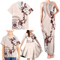 Bula Fiji Language Week Family Matching Tank Maxi Dress and Hawaiian Shirt Fijian Tapa Pattern With Tagimoucia Flower LT05 - Polynesian Pride