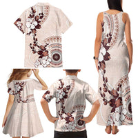 Bula Fiji Language Week Family Matching Tank Maxi Dress and Hawaiian Shirt Fijian Tapa Pattern With Tagimoucia Flower LT05 - Polynesian Pride