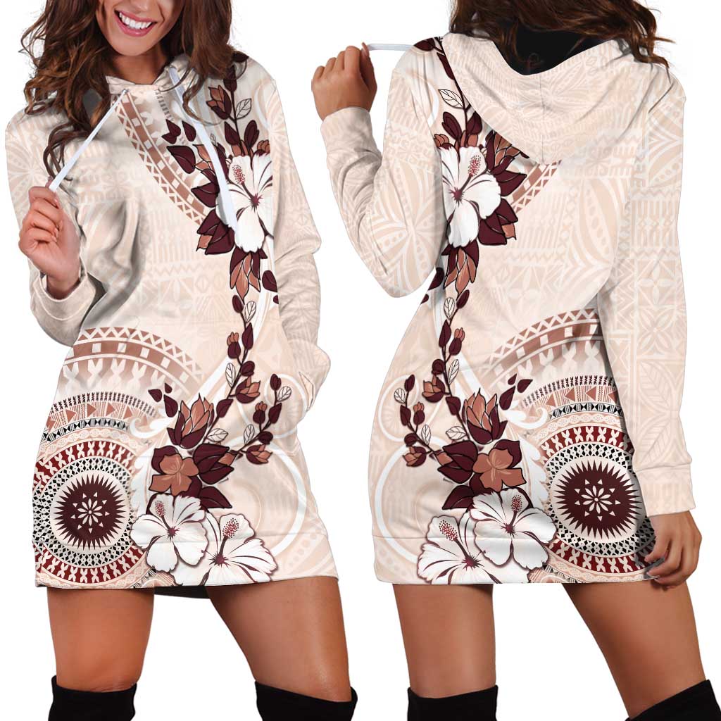 Bula Fiji Language Week Hoodie Dress Fijian Tapa Pattern With Tagimoucia Flower LT05 - Polynesian Pride