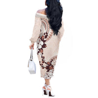 Bula Fiji Language Week Off The Shoulder Long Sleeve Dress Fijian Tapa Pattern With Tagimoucia Flower LT05 - Polynesian Pride