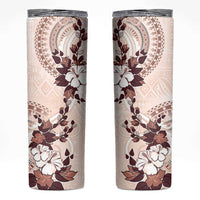 Bula Fiji Language Week Skinny Tumbler Fijian Tapa Pattern With Tagimoucia Flower LT05 Beige - Polynesian Pride