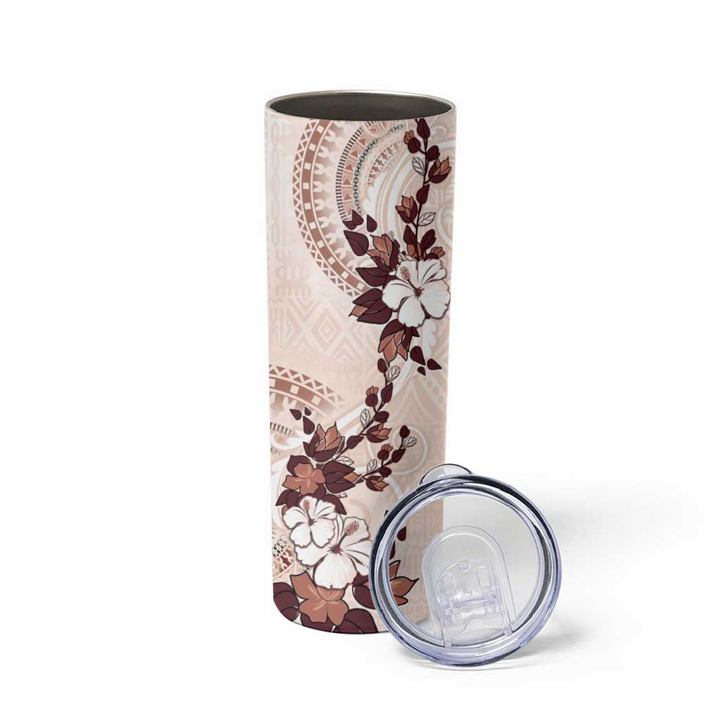 Bula Fiji Language Week Skinny Tumbler Fijian Tapa Pattern With Tagimoucia Flower LT05 - Polynesian Pride