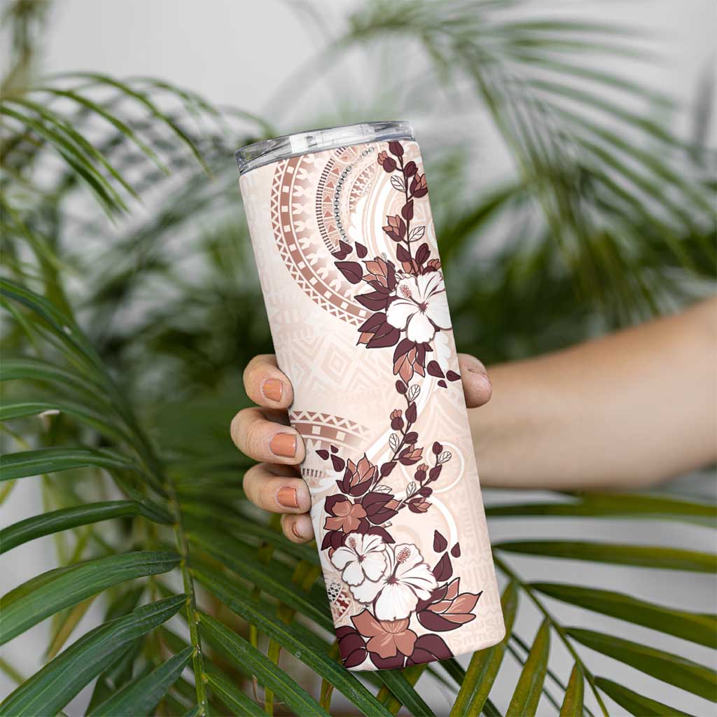 Bula Fiji Language Week Skinny Tumbler Fijian Tapa Pattern With Tagimoucia Flower LT05 - Polynesian Pride