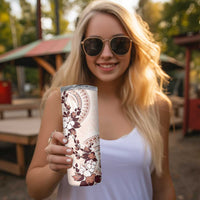 Bula Fiji Language Week Skinny Tumbler Fijian Tapa Pattern With Tagimoucia Flower LT05 - Polynesian Pride