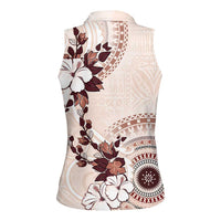 Bula Fiji Language Week Women Sleeveless Polo Shirt Fijian Tapa Pattern With Tagimoucia Flower LT05 - Polynesian Pride