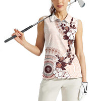 Bula Fiji Language Week Women Sleeveless Polo Shirt Fijian Tapa Pattern With Tagimoucia Flower LT05 - Polynesian Pride