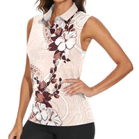 Bula Fiji Language Week Women Sleeveless Polo Shirt Fijian Tapa Pattern With Tagimoucia Flower LT05 - Polynesian Pride