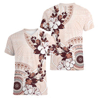 Bula Fiji Language Week Women V-Neck T-Shirt Fijian Tapa Pattern With Tagimoucia Flower LT05 - Polynesian Pride