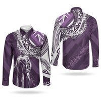 Hawaii Queen Liliuokalani Couples Matching Off Shoulder Maxi Dress and Long Sleeve Button Shirt Hawaiian Maile Lei Flag Style LT05 - Polynesian Pride