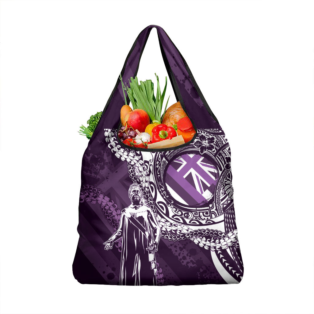 Hawaii Queen Liliuokalani Grocery Bag Hawaiian Maile Lei Flag Style