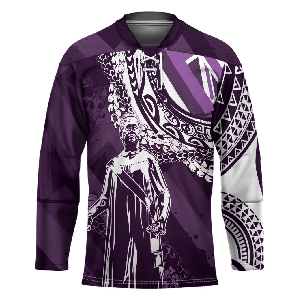 Hawaii Queen Liliuokalani Hockey Jersey Hawaiian Maile Lei Flag Style