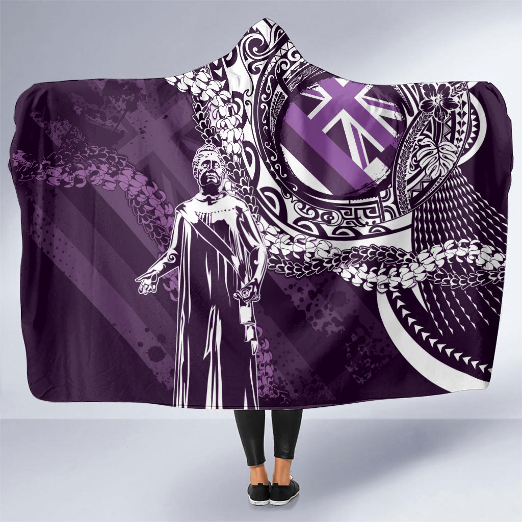 Hawaii Queen Liliuokalani Hooded Blanket Hawaiian Maile Lei Flag Style