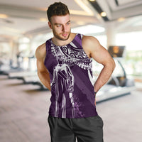 Hawaii Queen Liliuokalani Men Tank Top Hawaiian Maile Lei Flag Style LT05 Purple - Polynesian Pride