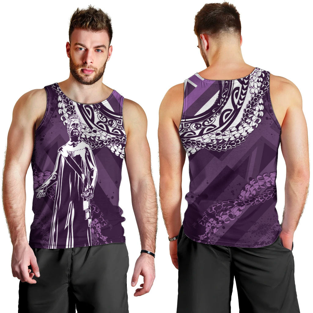 Hawaii Queen Liliuokalani Men Tank Top Hawaiian Maile Lei Flag Style LT05 - Polynesian Pride
