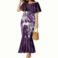 Hawaii Queen Liliuokalani Mermaid Dress Hawaiian Maile Lei Flag Style LT05 Women Purple - Polynesian Pride