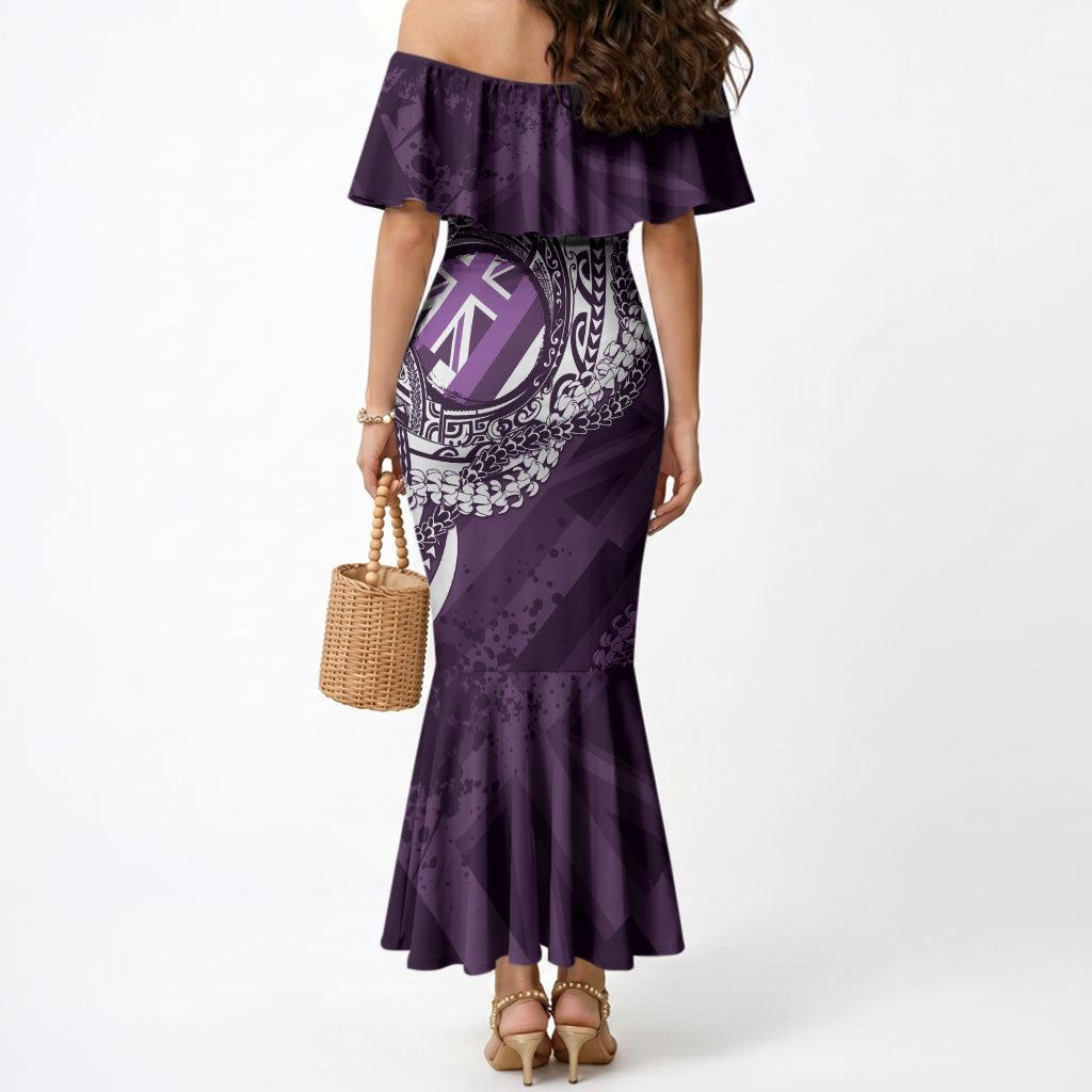 Hawaii Queen Liliuokalani Mermaid Dress Hawaiian Maile Lei Flag Style LT05 - Polynesian Pride