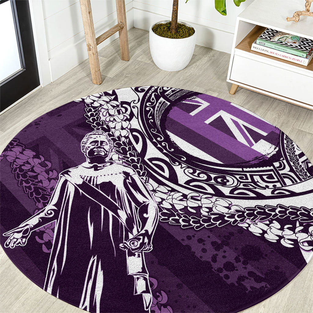 Hawaii Queen Liliuokalani Round Carpet Hawaiian Maile Lei Flag Style