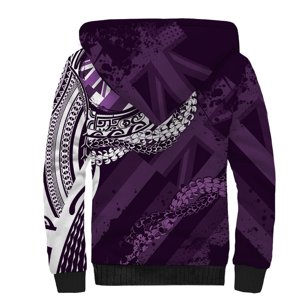Hawaii Queen Liliuokalani Sherpa Hoodie Hawaiian Maile Lei Flag Style LT05 - Polynesian Pride
