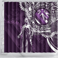 Hawaii Queen Liliuokalani Shower Curtain Hawaiian Maile Lei Flag Style LT05 - Polynesian Pride