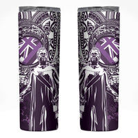Hawaii Queen Liliuokalani Skinny Tumbler Hawaiian Maile Lei Flag Style LT05 Purple - Polynesian Pride