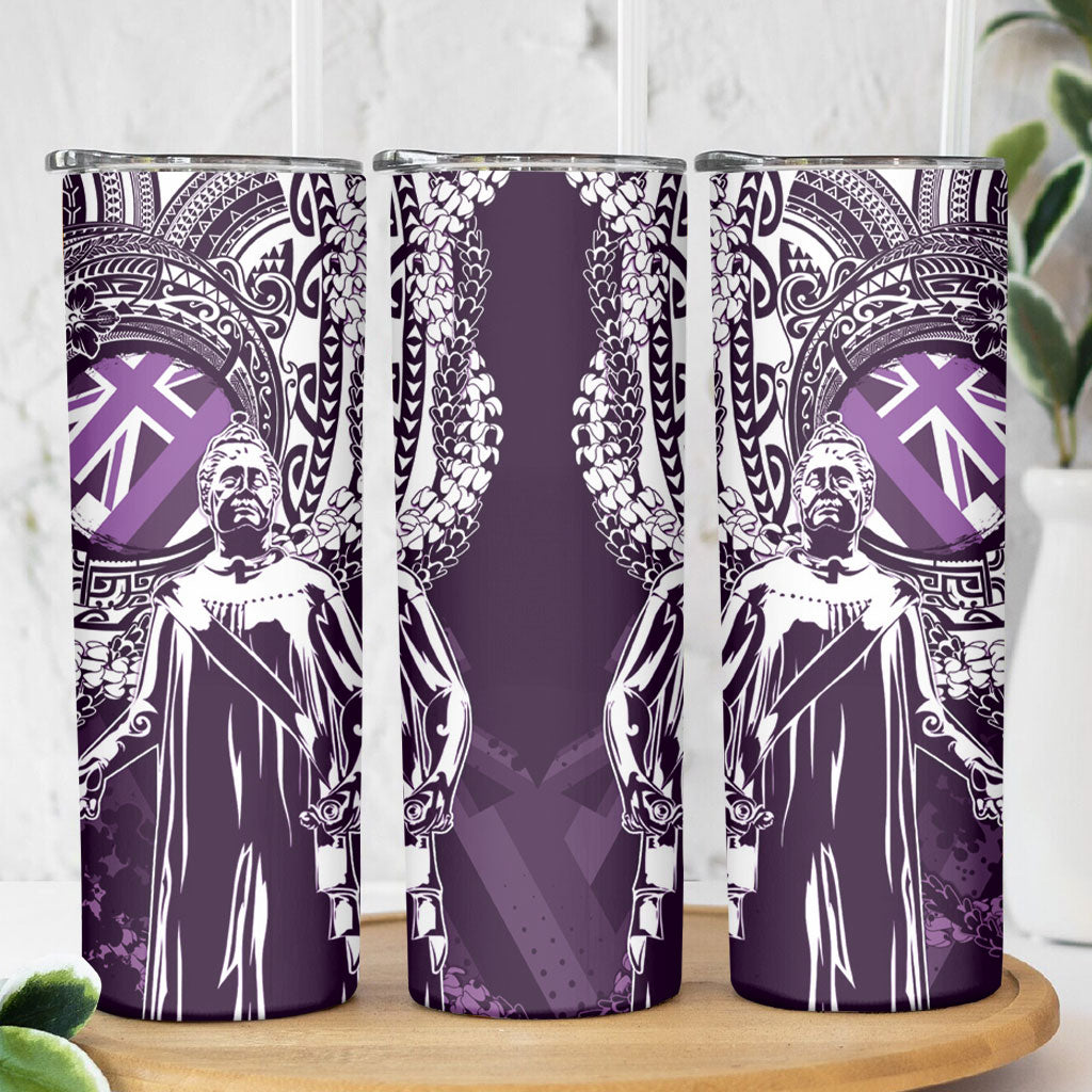 Hawaii Queen Liliuokalani Skinny Tumbler Hawaiian Maile Lei Flag Style LT05 - Polynesian Pride