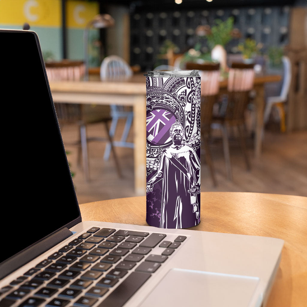 Hawaii Queen Liliuokalani Skinny Tumbler Hawaiian Maile Lei Flag Style LT05 - Polynesian Pride