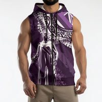 Hawaii Queen Liliuokalani Sleeveless Zip Hoodie Hawaiian Maile Lei Flag Style LT05 - Polynesian Pride