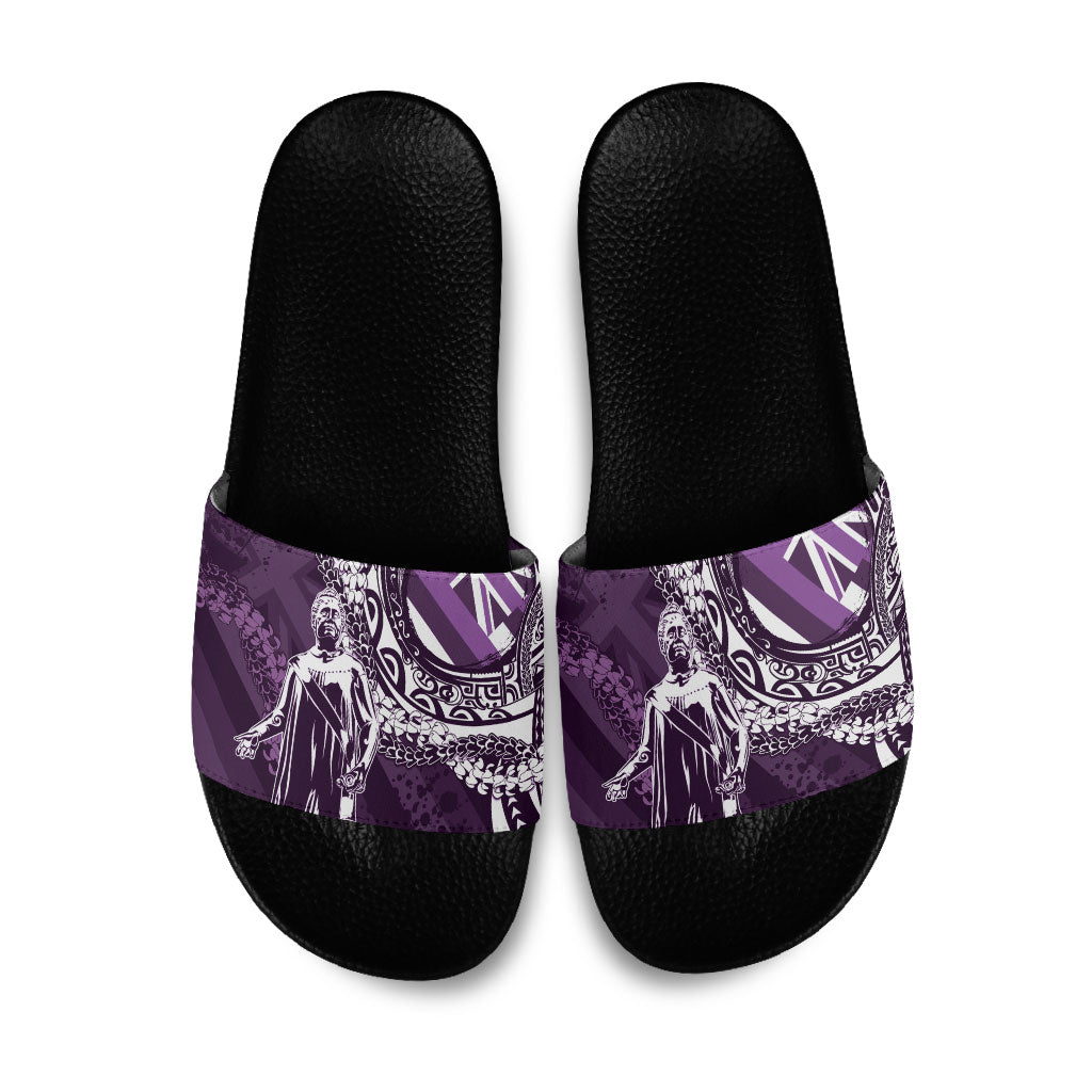 Hawaii Queen Liliuokalani Slide Sandals Hawaiian Maile Lei Flag Style