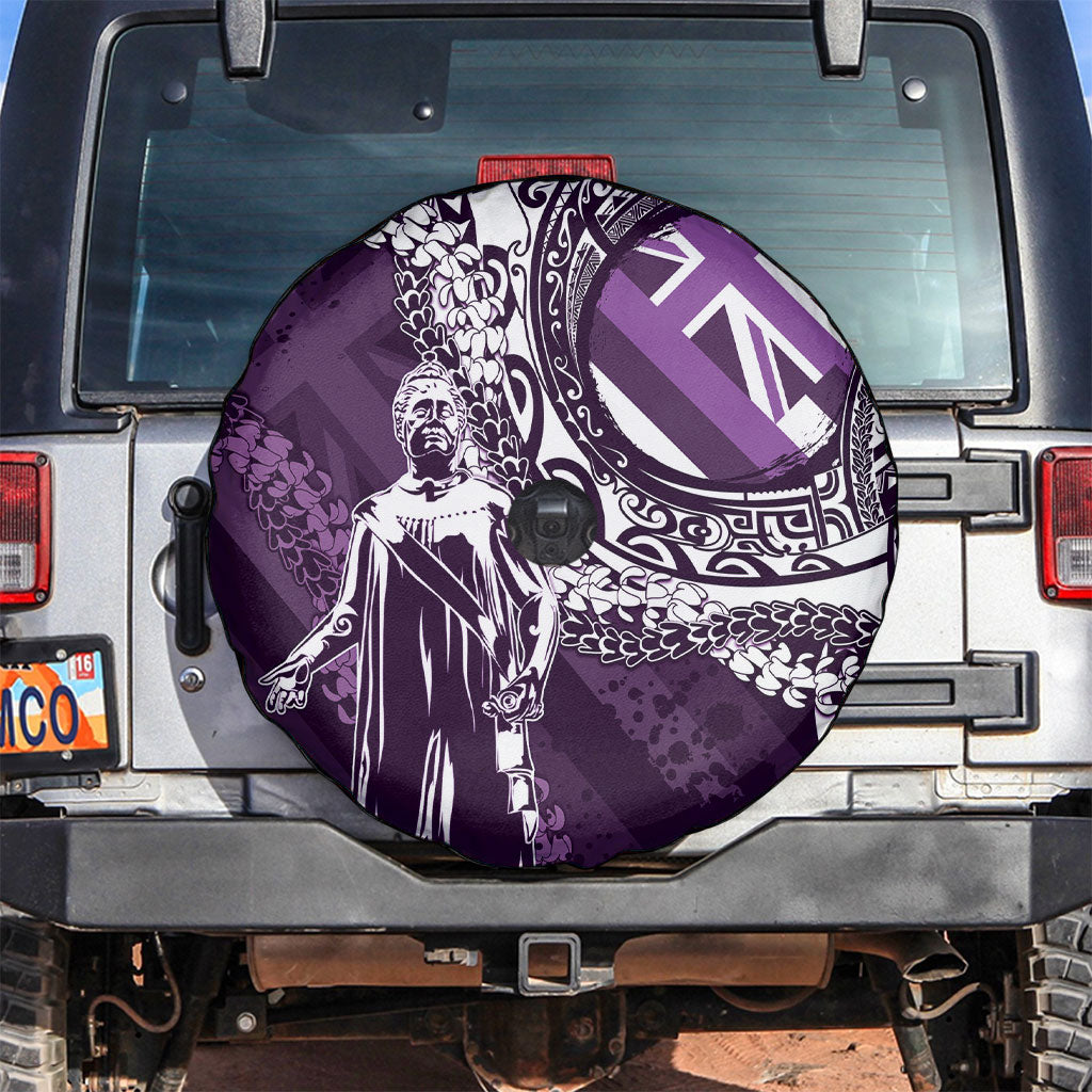 Hawaii Queen Liliuokalani Spare Tire Cover Hawaiian Maile Lei Flag Style LT05 Purple - Polynesian Pride
