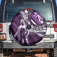 Hawaii Queen Liliuokalani Spare Tire Cover Hawaiian Maile Lei Flag Style LT05 Purple - Polynesian Pride