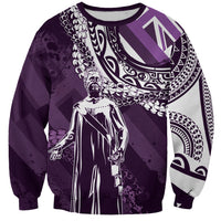 Hawaii Queen Liliuokalani Sweatshirt Hawaiian Maile Lei Flag Style LT05 Unisex Purple - Polynesian Pride