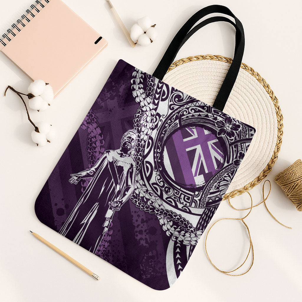 Hawaii Queen Liliuokalani Tote Bag Hawaiian Maile Lei Flag Style