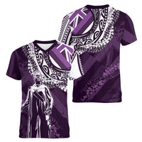Hawaii Queen Liliuokalani Women V-Neck T-Shirt Hawaiian Maile Lei Flag Style LT05 - Polynesian Pride