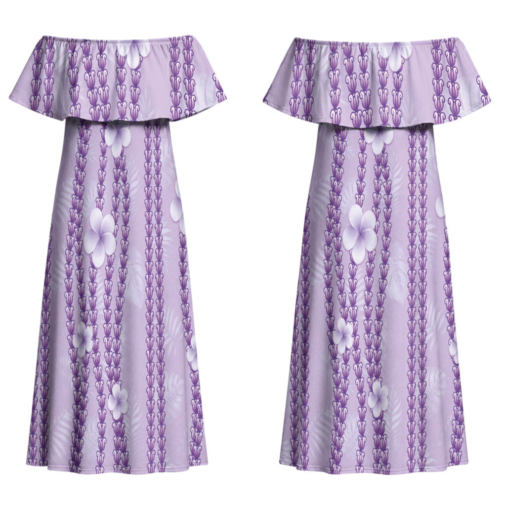 Hawaii Queen Liliuokalani Couples Matching Off Shoulder Maxi Dress and Long Sleeve Button Shirt Lavender Lei Pua Kalaunu LT05 - Polynesian Pride